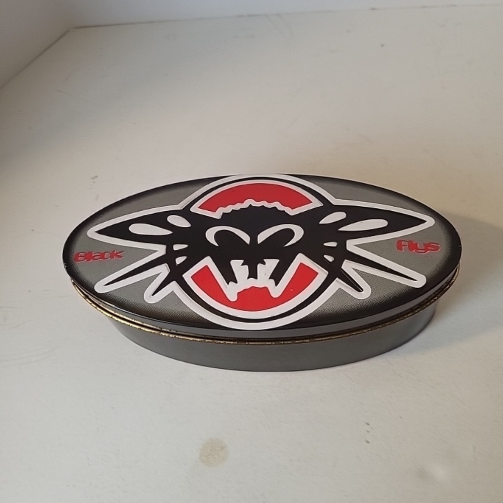 1990s Black Flys Oval Sunglasses Tin